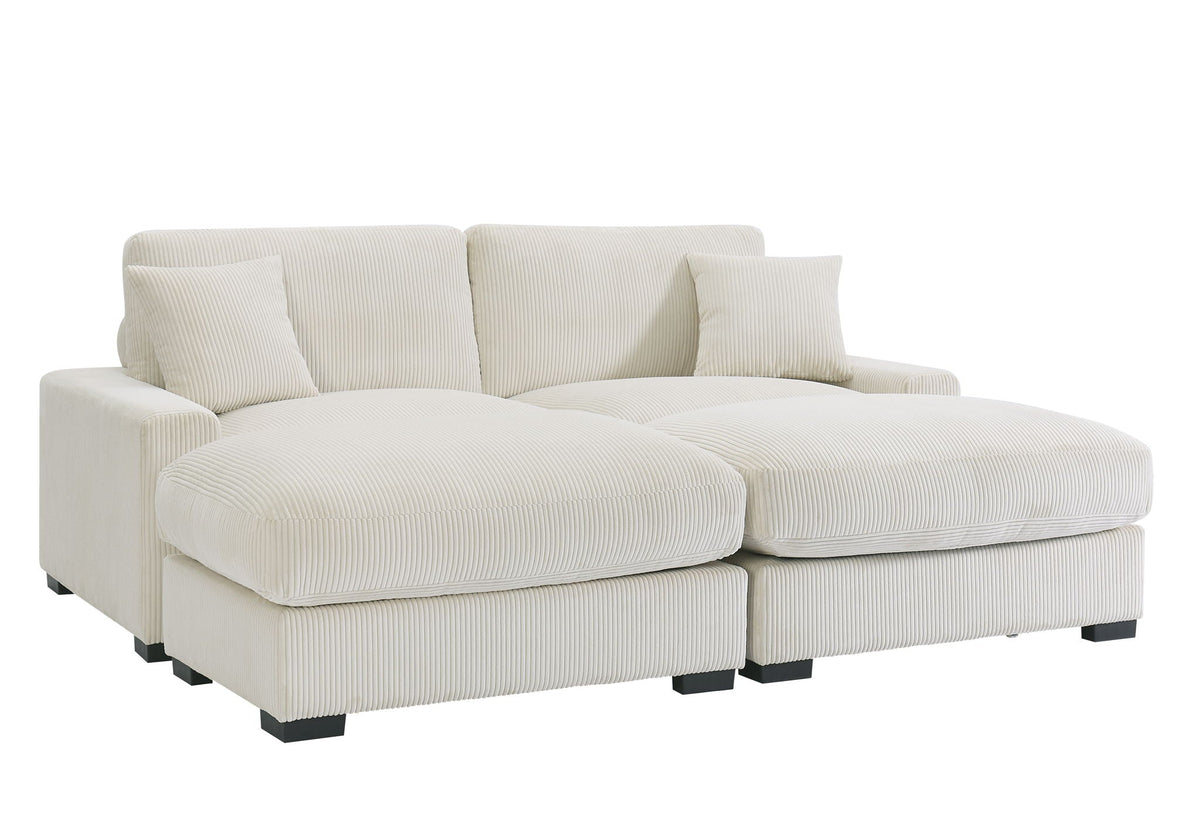 Oversized Modular Sectional Sofa with Two Ottomans — Beige