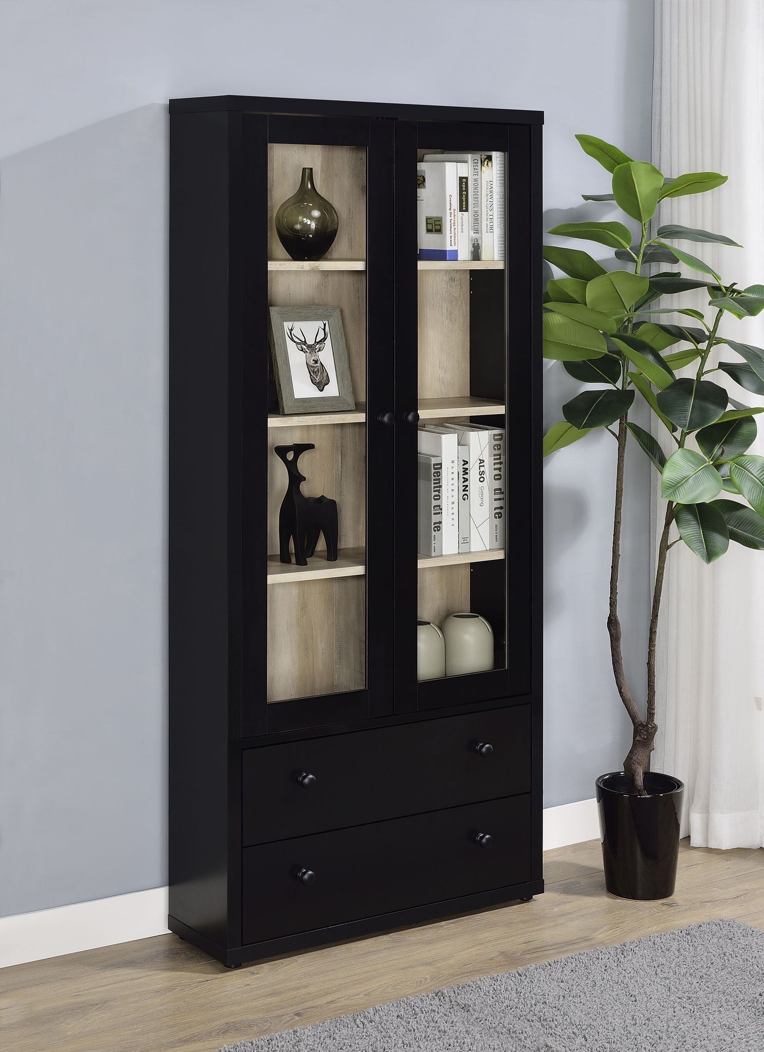 Hawthorne Glass Display Cabinet — Black