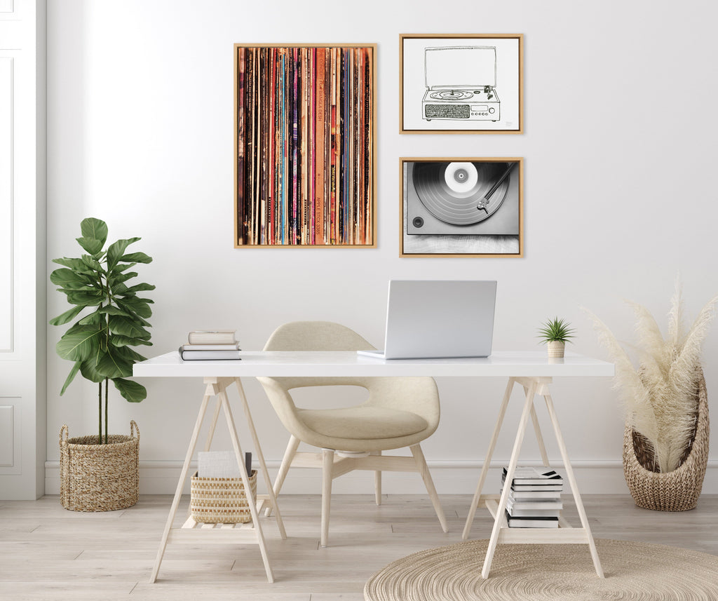 Sylvie Record Player Framed Canvas Set by Various Artists