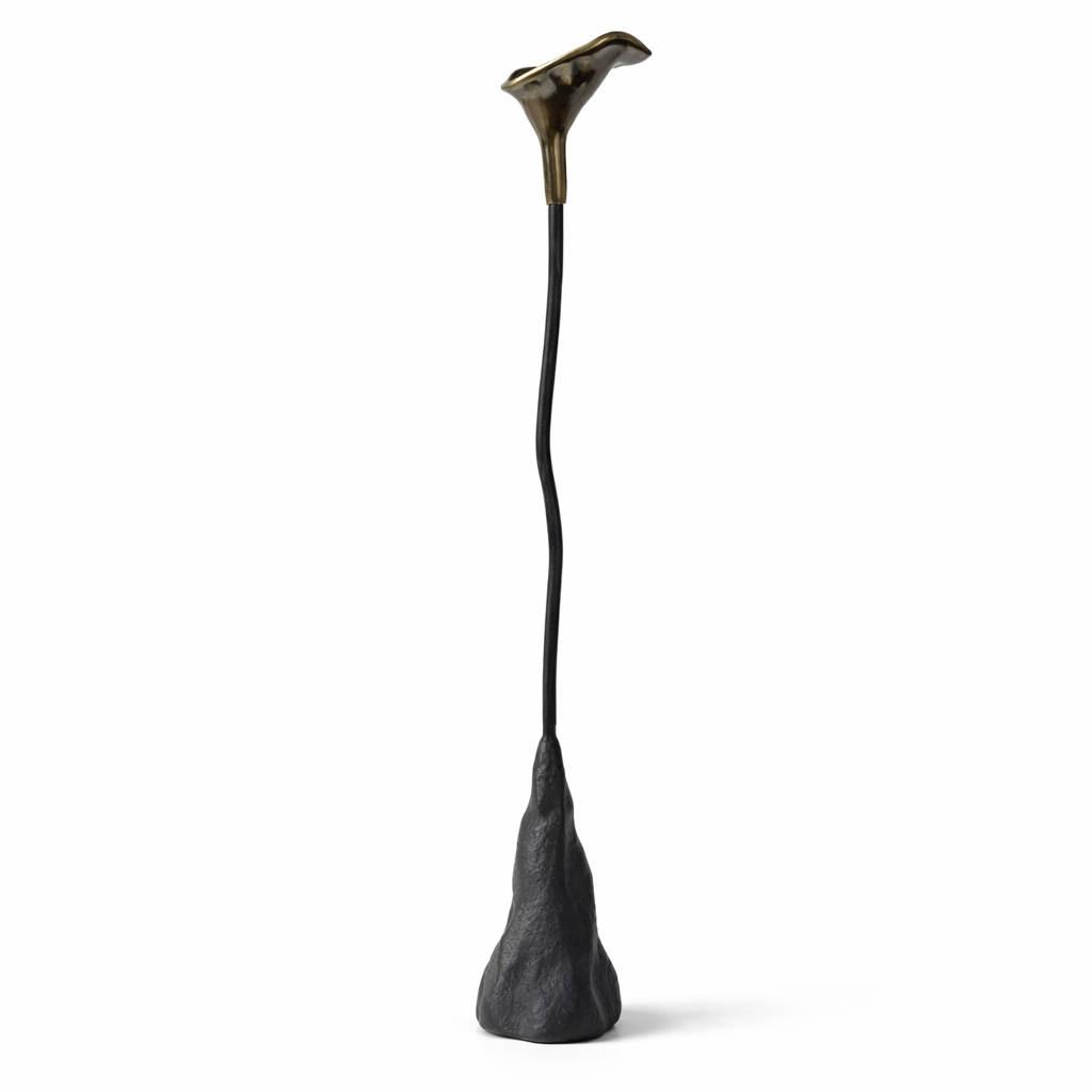Calla Lily Iron Candlestick — Handcrafted Sculptural Candleholder (19”)