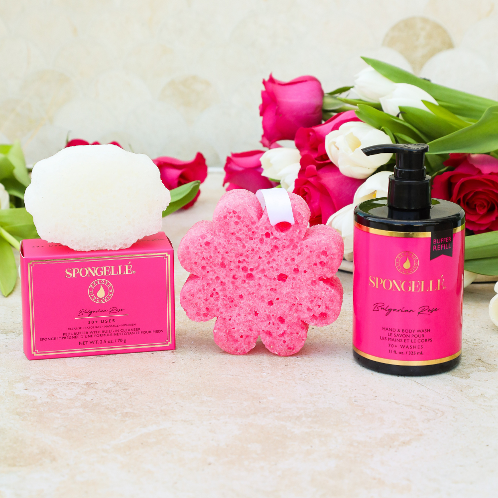 Bulgarian Rose Wild Flower, Pedi Buffer, and Body Wash Refill Set