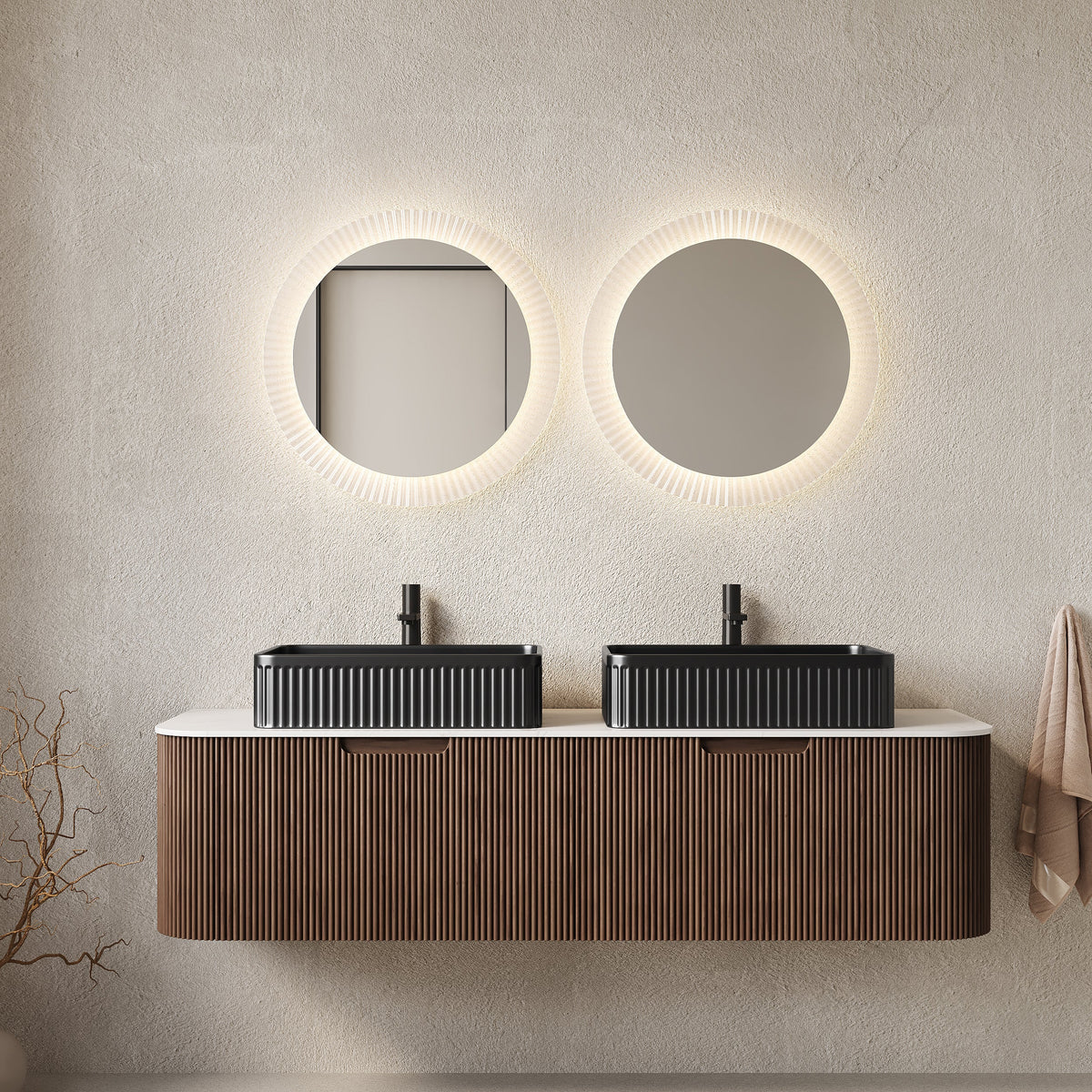 Dina 60-Inch Floating Bathroom Vanity — Dark Walnut