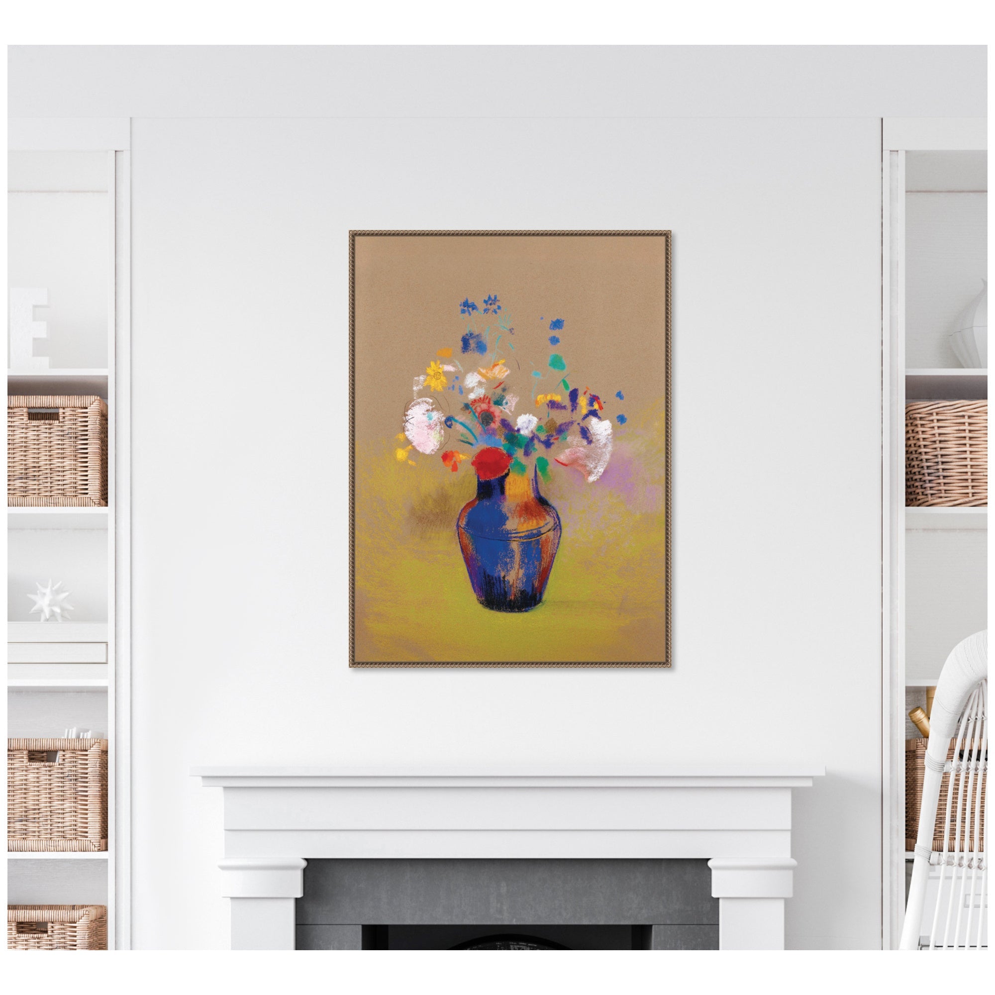 Fleurs Sur Fond Gris 1916 Odilon Redon by Nostalgia Prints Framed Canvas Wall Art Print