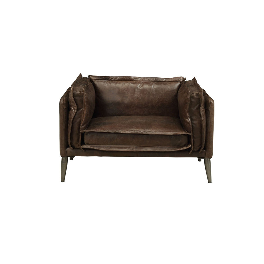 Porchester Top-Grain Leather Lounge Chair — Chocolate