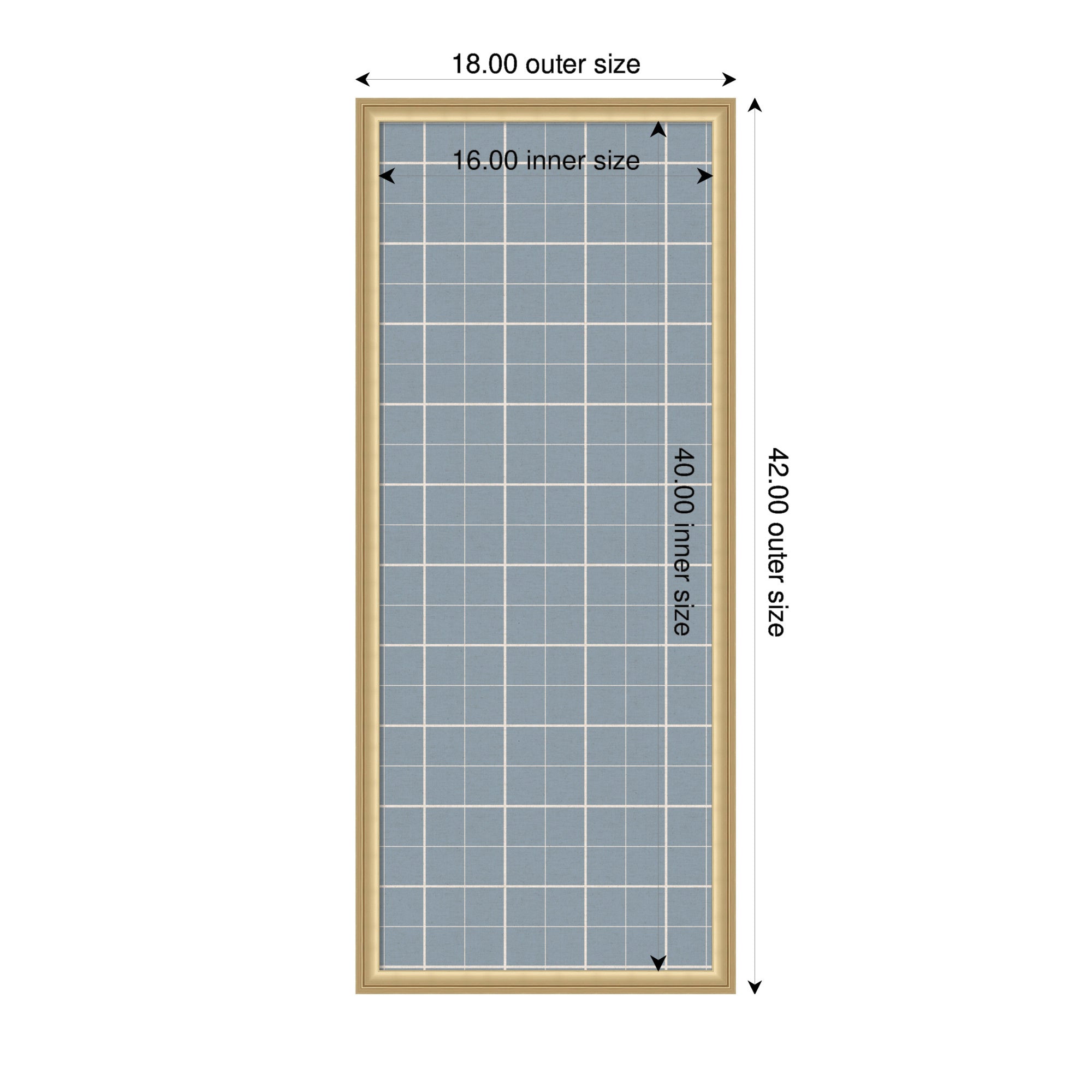 Framed Fabric Pinboard Light Blue Plaid Wall Organization