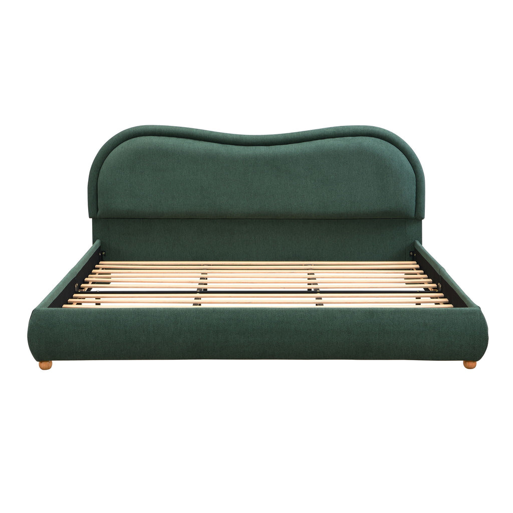 Upholstered Platform Bed Frame With Curved Headboard
