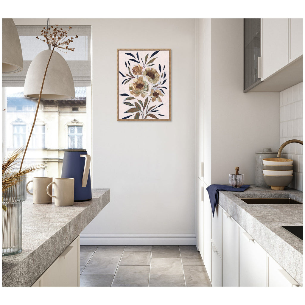 Sylvie Muted Paintrely Florals Framed Canvas by Nikita Jariwala