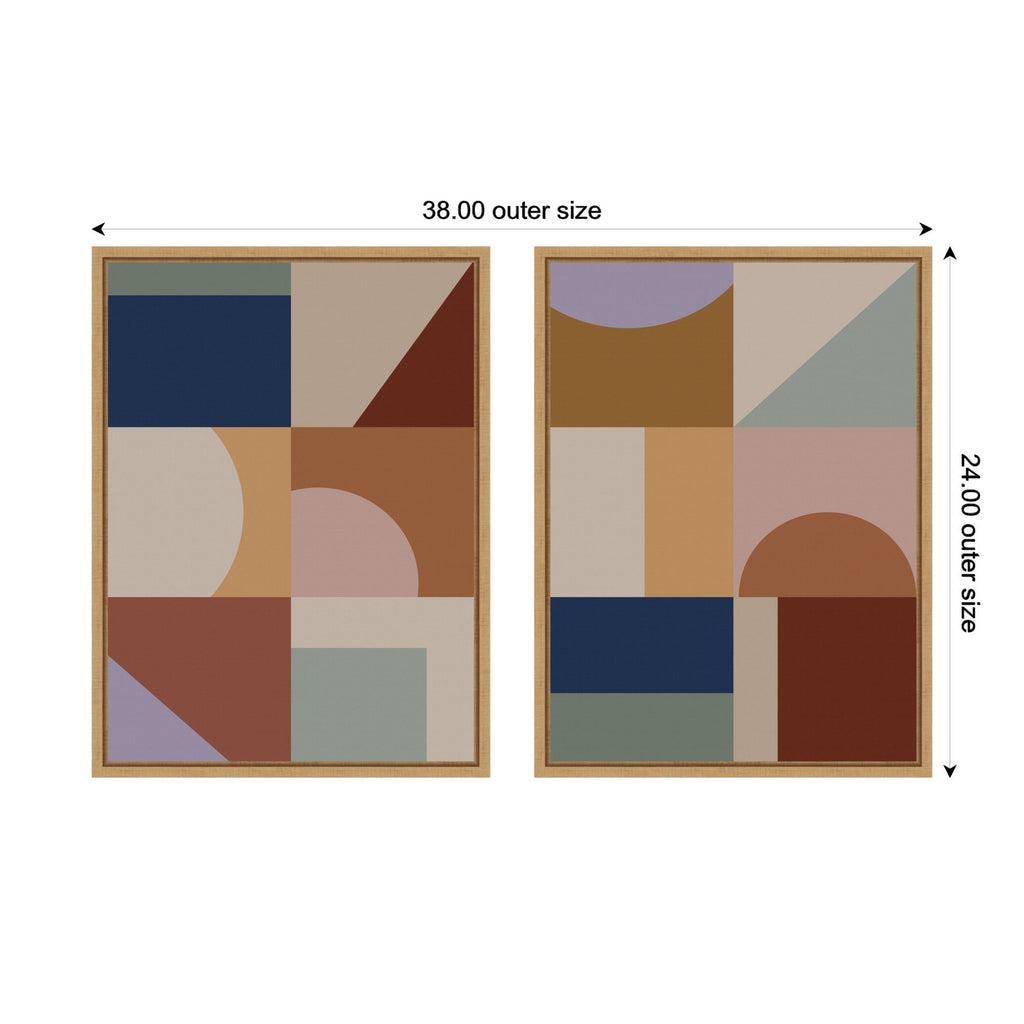 Modern Bohemian Pattern 2 Piece Framed Canvas Wall Art Set by The Creative Bunch Studio