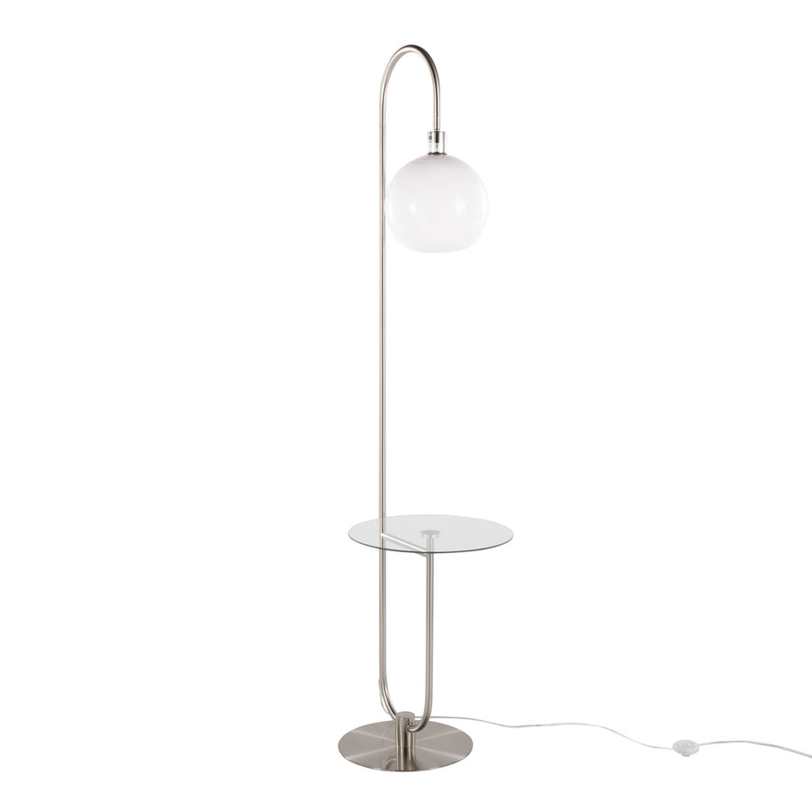 Trombone Glass-Shelf Floor Lamp — Gray