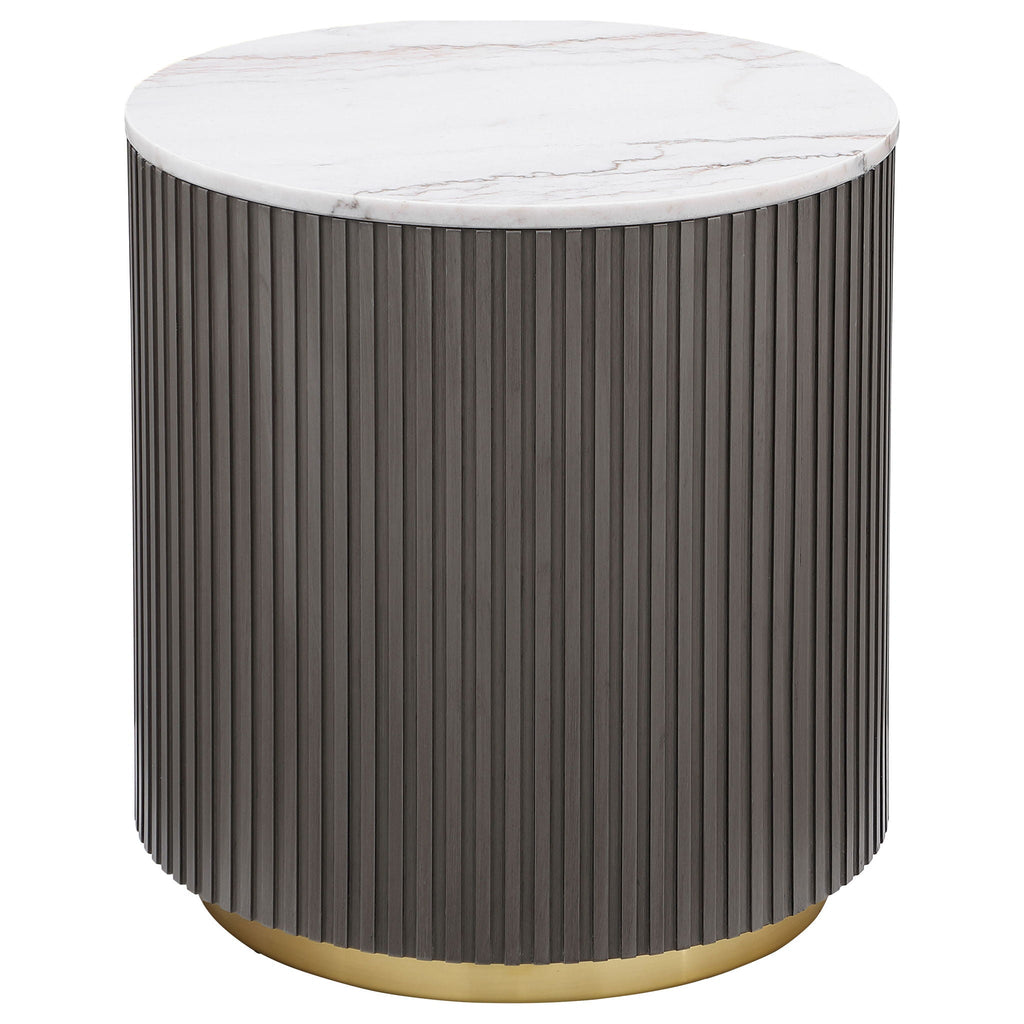 Jason 3-piece Round White Marble Coffee Table Set Charcoal