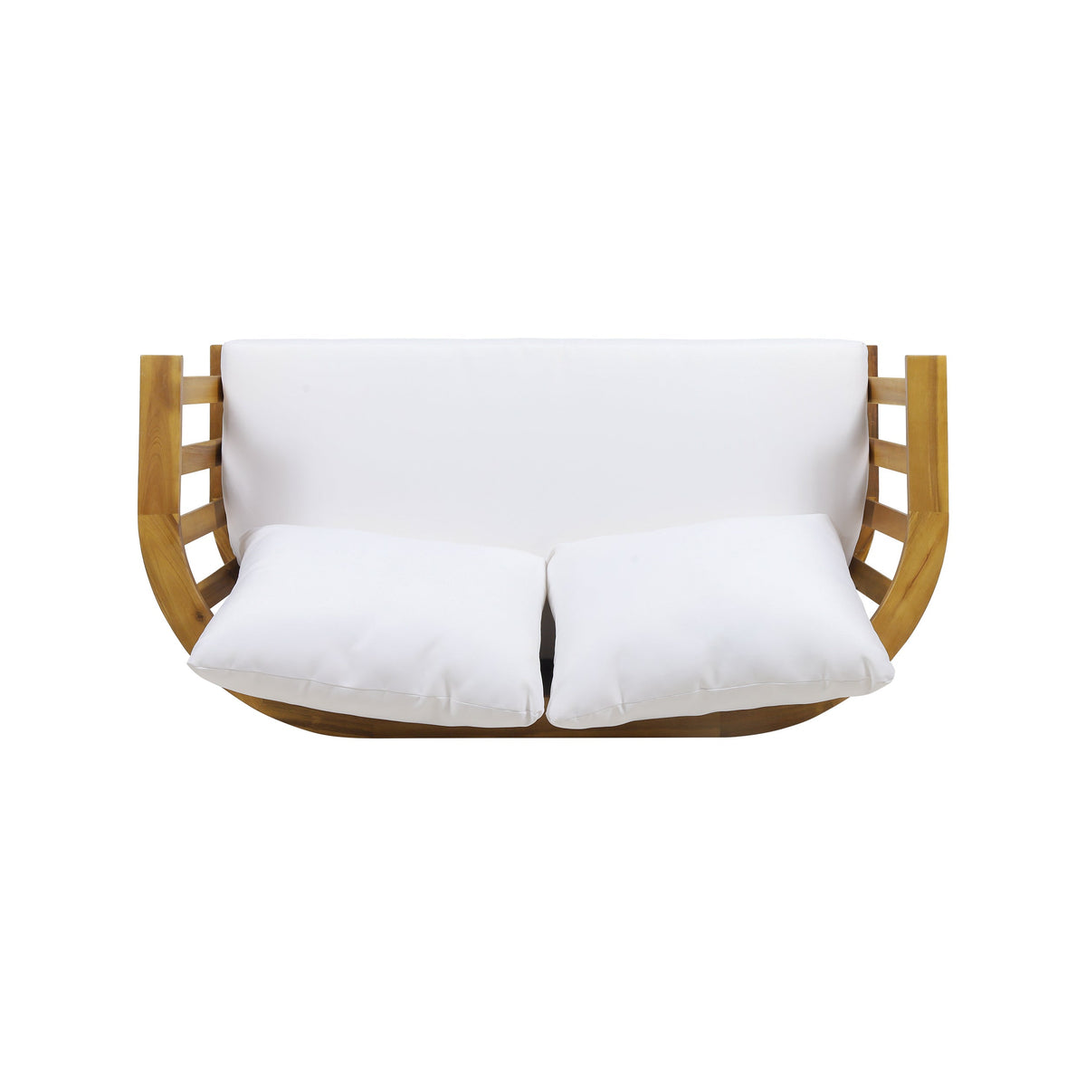 2-Person Outdoor Acacia Wood Patio Seating Group with Cushions and Coffee Table
