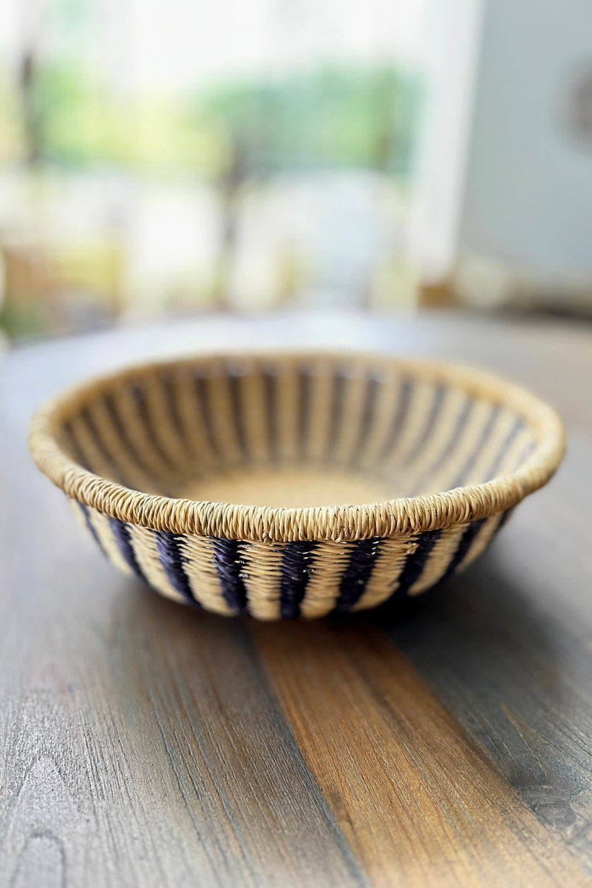 Bolga Tray - Natural w/ Black Stripes