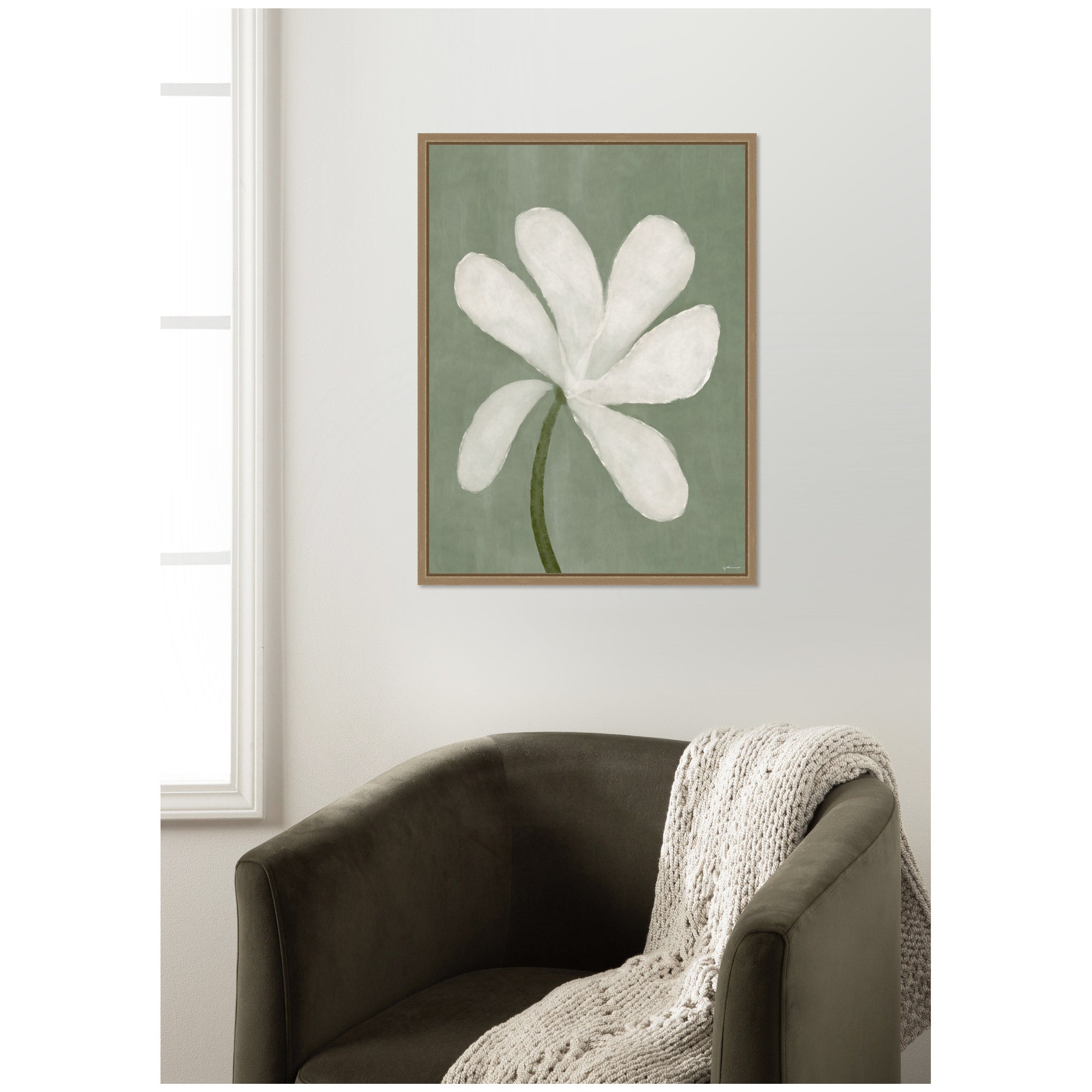 White Floral by Gabrielly Guedes Framed Canvas Wall Art Print