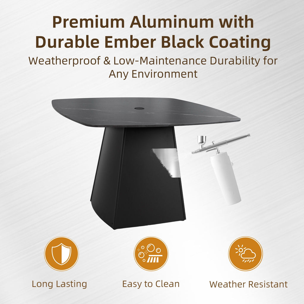 Rounded Square Outdoor Pedestal Dining Table