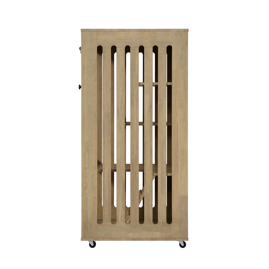 Basia Rubber Wood Cat Cabinet with Wheels