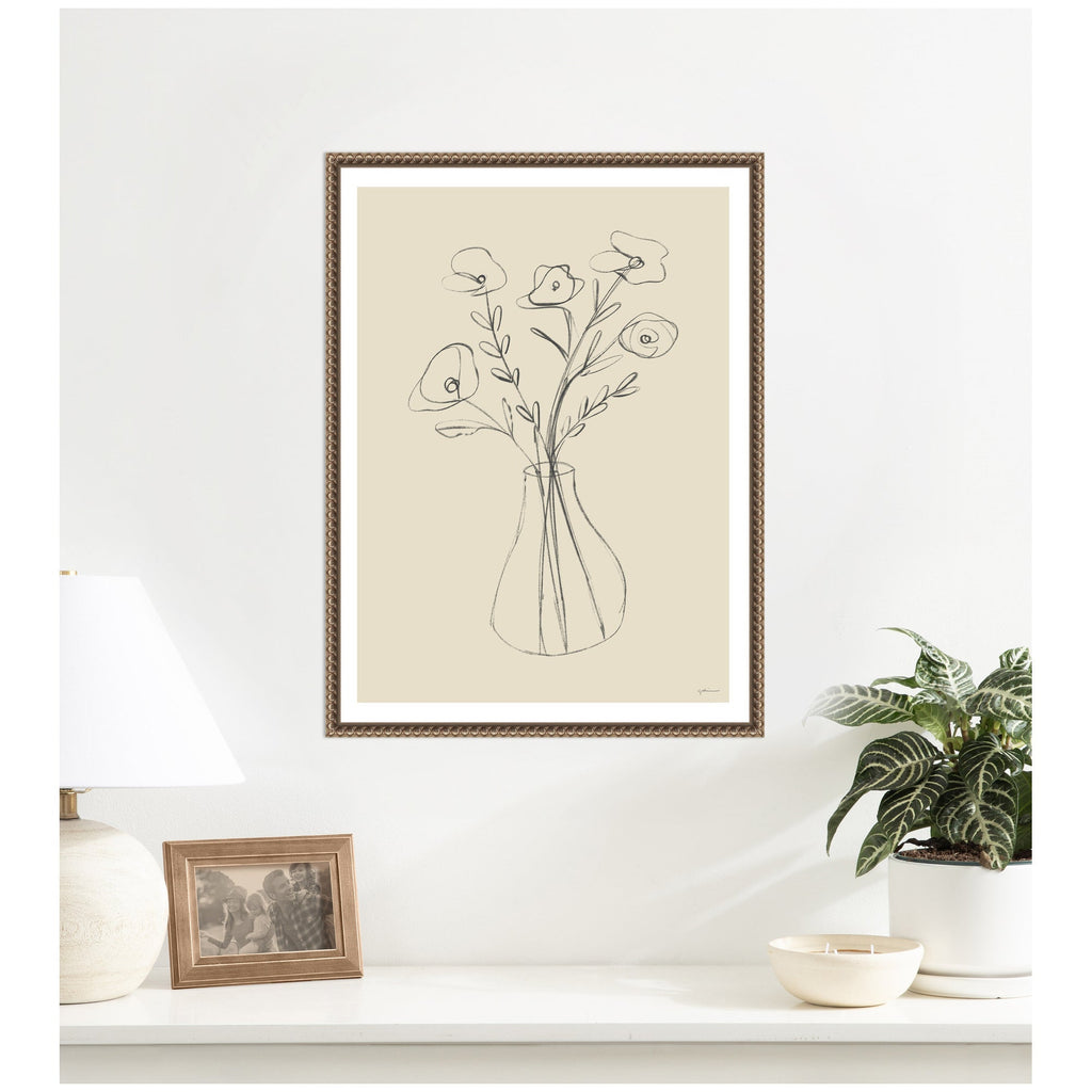 Floral Vase by Gabrielly Guedes Framed Canvas Wall Art Print