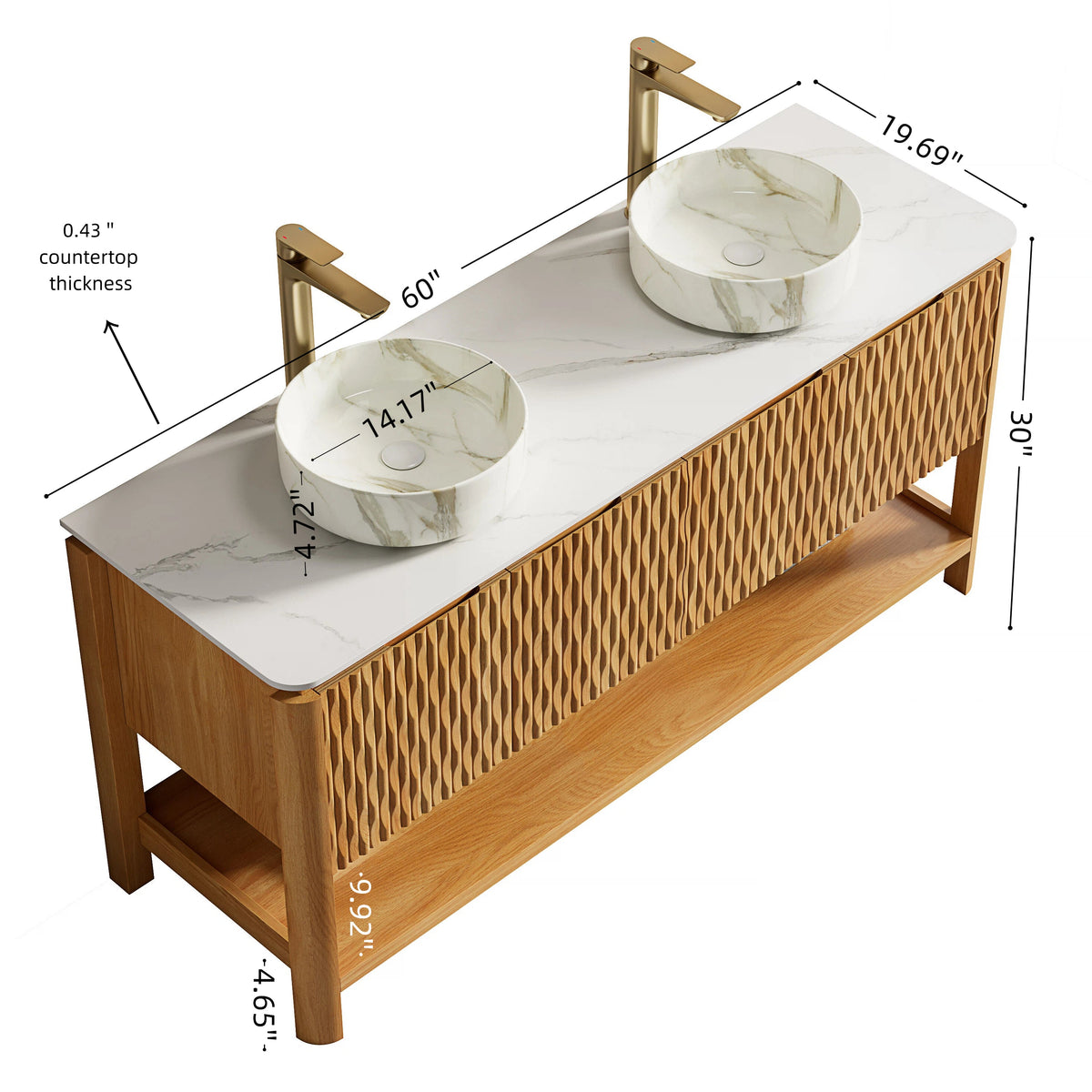 Sharma 60-Inch Freestanding Vanity with Ceramic Vessel Sink
