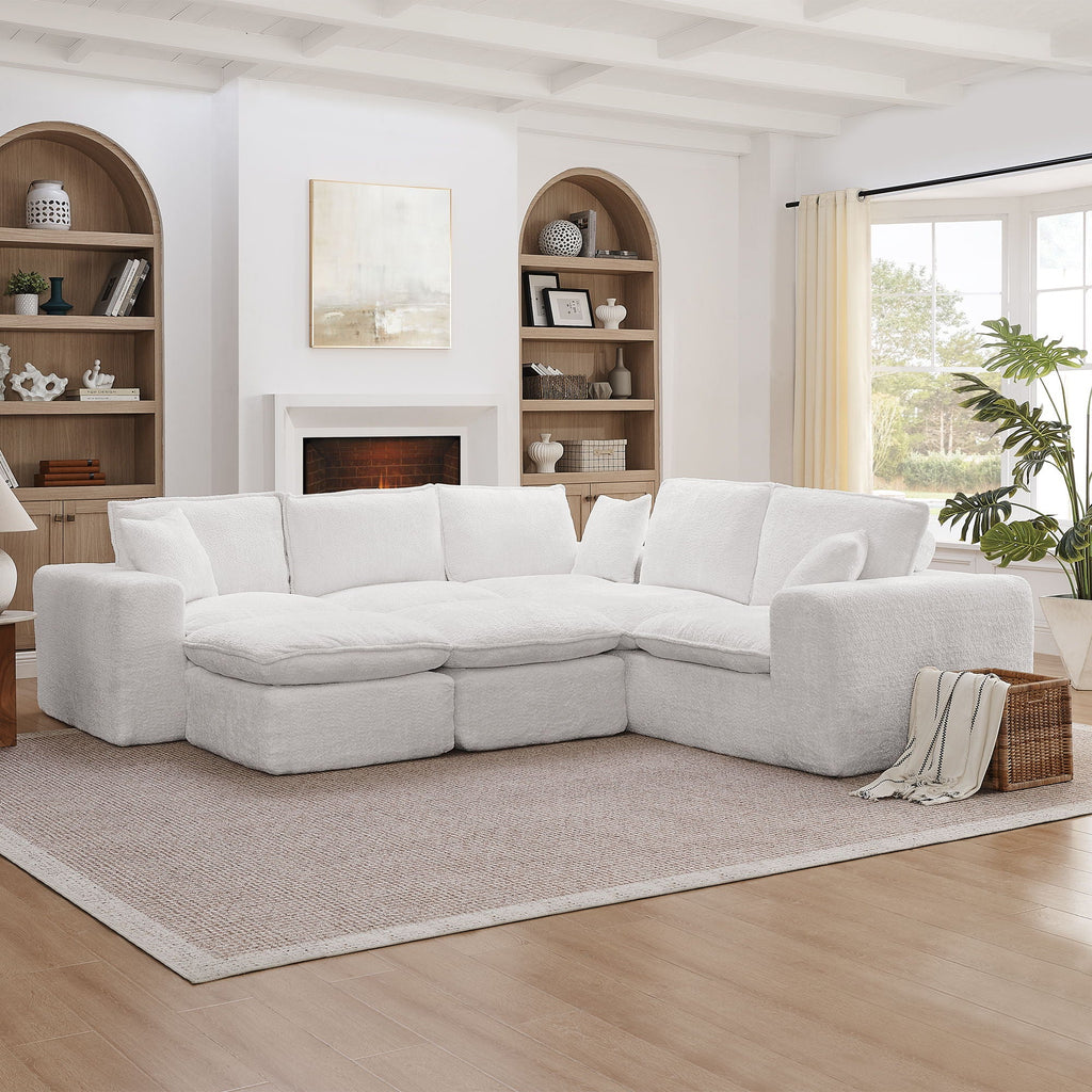 Cloud-Comfort Modular Sectional Sofa with Moveable Ottoman
