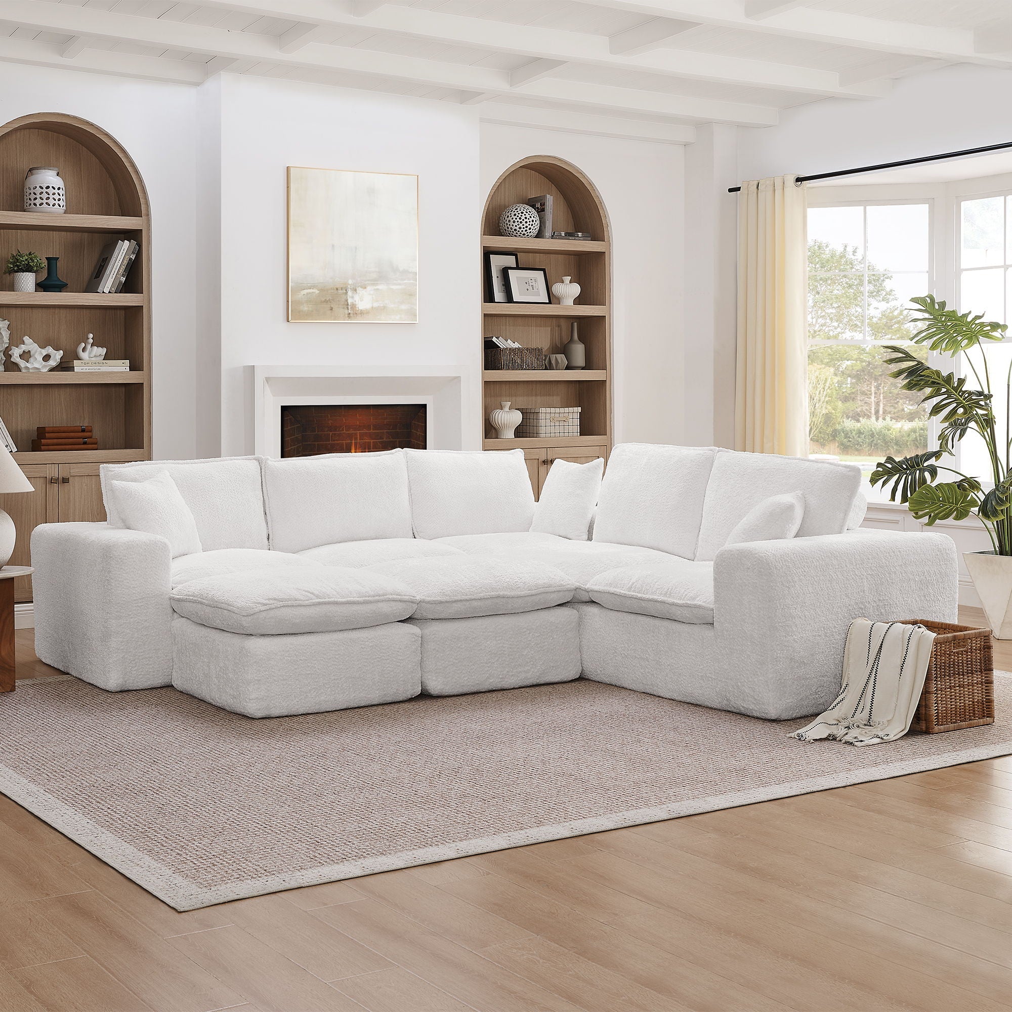 Cloud-Comfort Modular Sectional Sofa with Moveable Ottoman