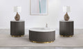 Jason 3-piece Round White Marble Coffee Table Set Charcoal