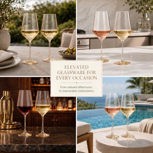 Monet Stemmed Wine Glassware, Yellow, Set of 2