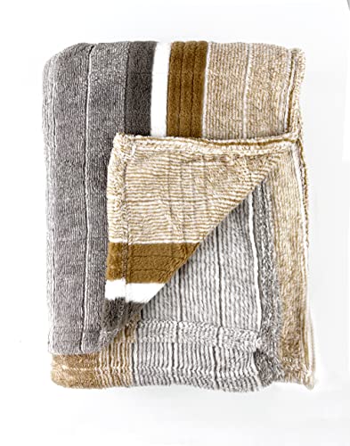 Fennco Styles Wheat Pattern Plush Extra Warm and Soft Throw Blanket 59" W x 79" L - Grey Flannel Fleece Large Blanket for Couch, Bedroom, Living Room Décor