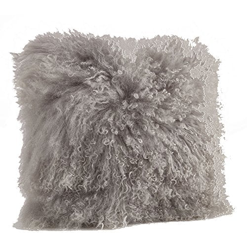 Fennco Styles Genuine Mongolian Lamb Fur Decorative Filled Throw Pillow - Soft Plush Wool Accent Pillow for Home, Couch, Living Room, Office and Holiday Décor
