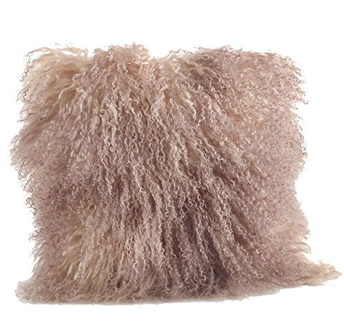 Fennco Styles Genuine Mongolian Lamb Fur Decorative Filled Throw Pillow - Soft Plush Wool Accent Pillow for Home, Couch, Living Room, Office and Holiday Décor