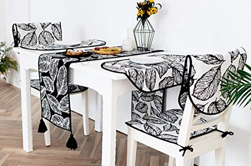 Fennco Styles Black and White Checker Woven Table Runner - 14 x 71 Inch Check Runner Table Centerpiece for Dining Home Decor, Indoor Parties, Holiday Events Tassel Table Runner