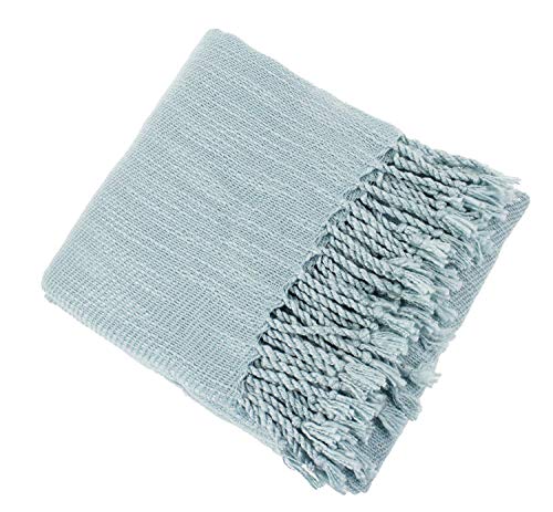 Fennco Styles Classic Woven Solid Lightweight Throw Blanket with Fringe Design 50" W x 60" L - 4 Colors