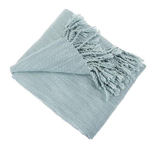 Fennco Styles Classic Woven Solid Lightweight Throw Blanket with Fringe Design 50" W x 60" L - 4 Colors