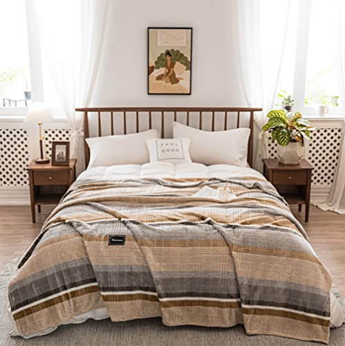 Fennco Styles Wheat Pattern Plush Extra Warm and Soft Throw Blanket 59" W x 79" L - Grey Flannel Fleece Large Blanket for Couch, Bedroom, Living Room Décor