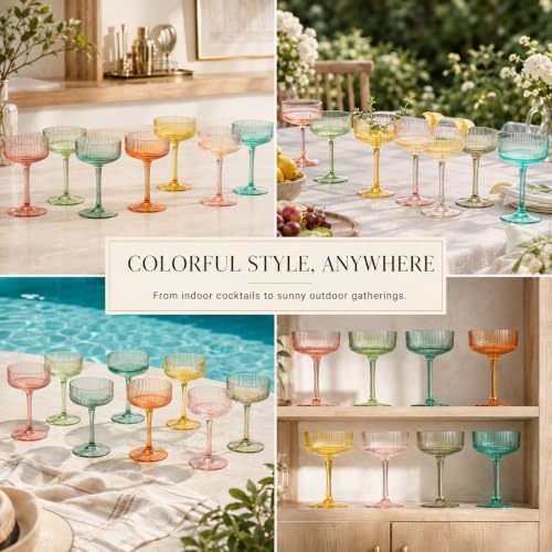 Madrid Acrylic Champagne Coupe Cocktail Glassware, Set of 8