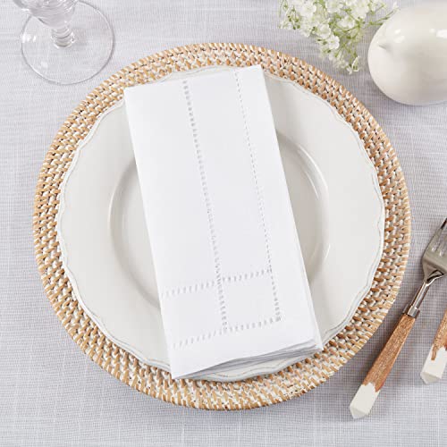 Fennco Styles Double Hemstitched White Table Runner 16" W x 72" L - Solid Color Table Cover for Dining Table, Banquets, Holidays, Weddings, Home Décor and Everyday Use