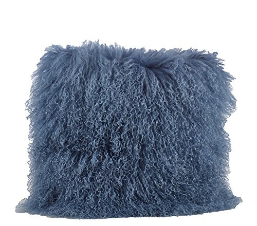 Fennco Styles Genuine Mongolian Lamb Fur Decorative Filled Throw Pillow - Soft Plush Wool Accent Pillow for Home, Couch, Living Room, Office and Holiday Décor