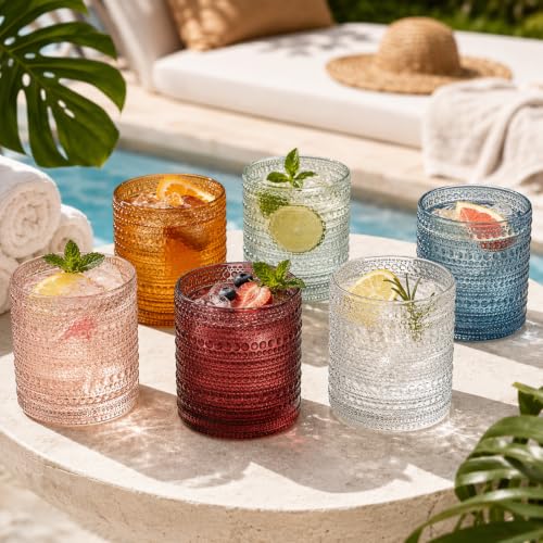 Beaded Hobnail Tumbler Drinking Glasses Set | Set of 6