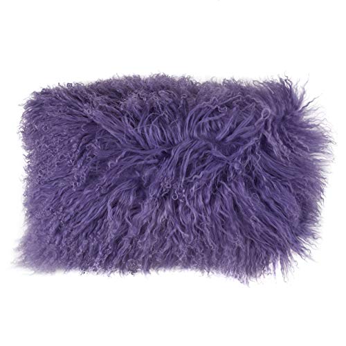 Fennco Styles Genuine Mongolian Lamb Fur Decorative Filled Throw Pillow - Soft Plush Wool Accent Pillow for Home, Couch, Living Room, Office and Holiday Décor