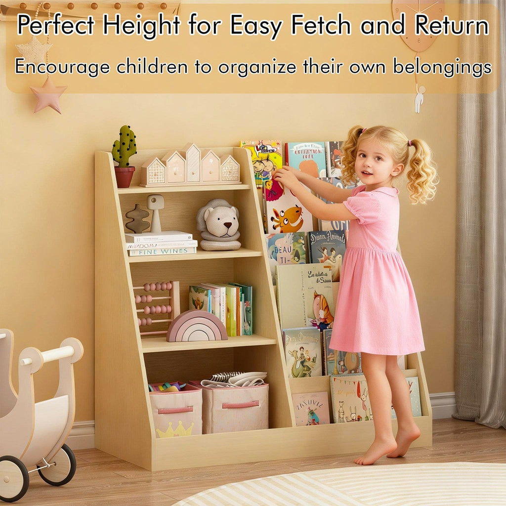 Kids Bookshelf with Toy Storage Organizer, 34.65" Multi-Tier