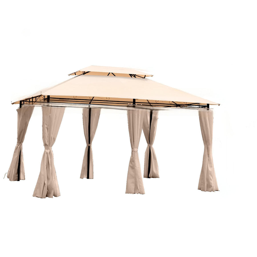Khaki Outdoor Gazebo with Ventilated Double Roof