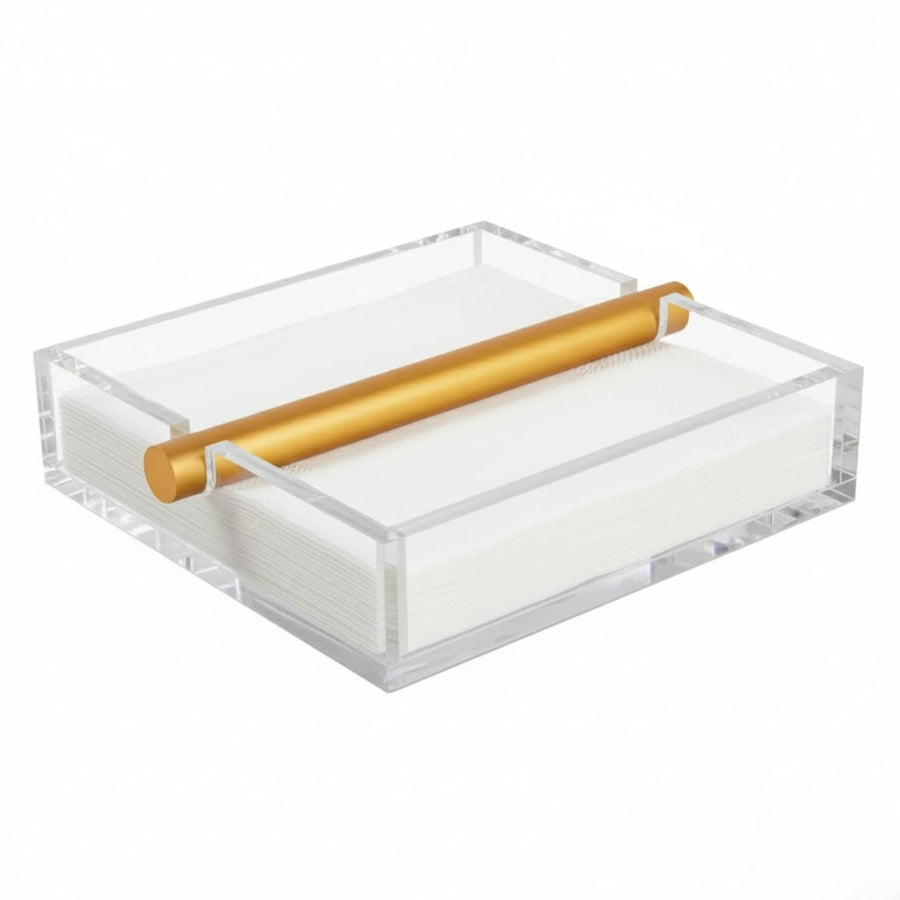 Clear & Gold Square Napkin Holder