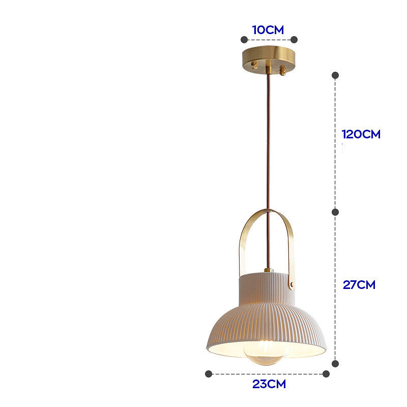 White Ceramic & Brass Pendant Light