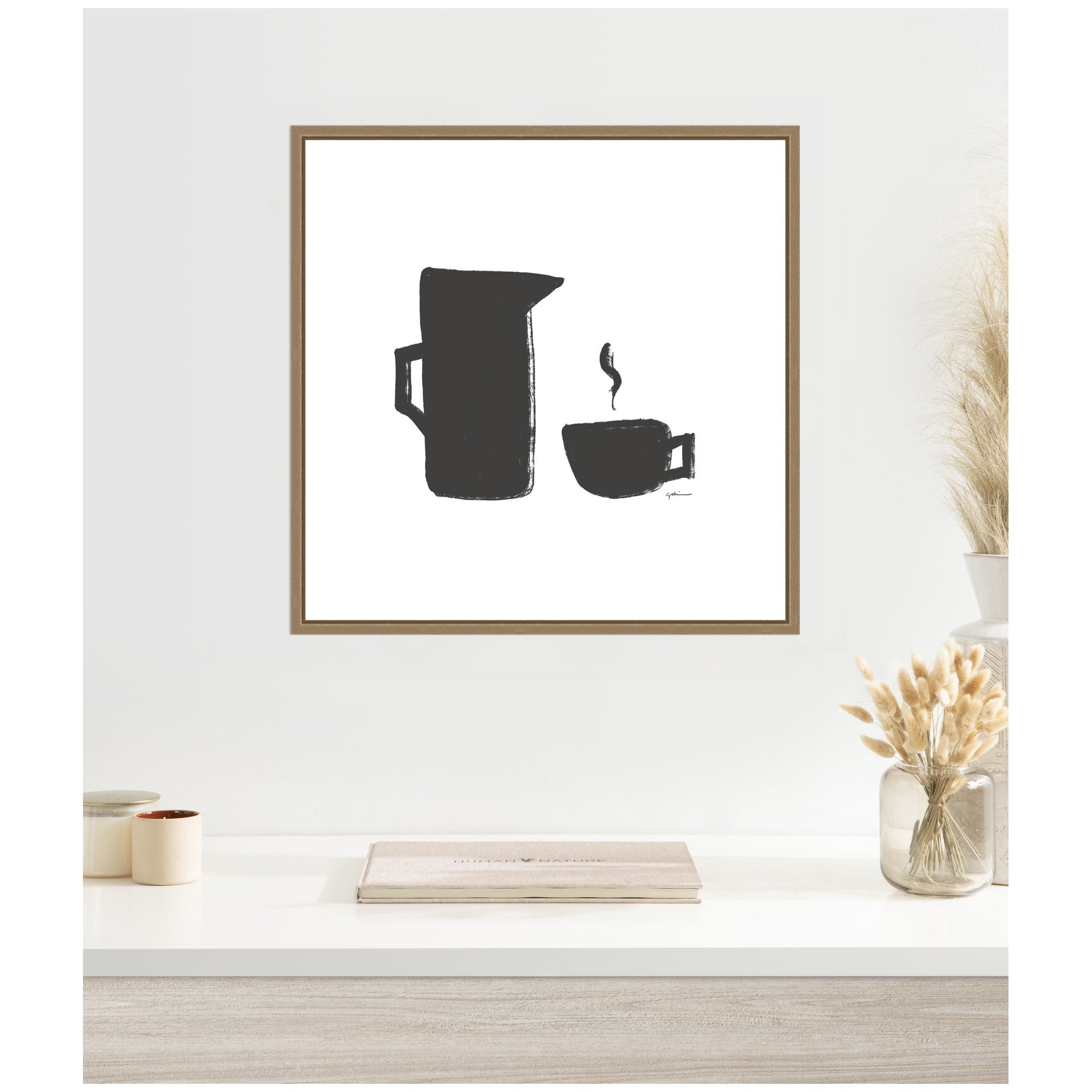 Coffee by Gabrielly Guedes Framed Canvas Wall Art Print