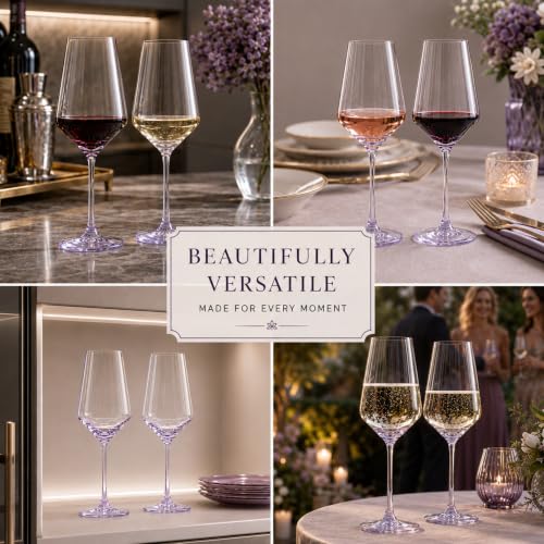 Monet Stemmed Wine Glassware, Purple, Set of 2