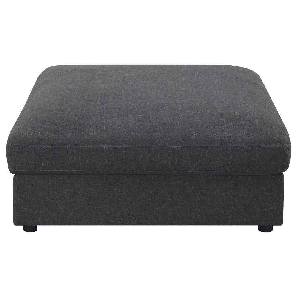Linen-Blend Modular Ottoman — Charcoal