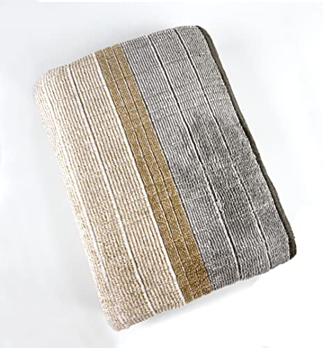 Fennco Styles Wheat Pattern Plush Extra Warm and Soft Throw Blanket 59" W x 79" L - Grey Flannel Fleece Large Blanket for Couch, Bedroom, Living Room Décor