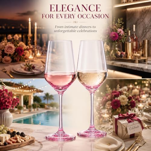 Monet Stemmed Wine Glassware, Magenta, Set of 2