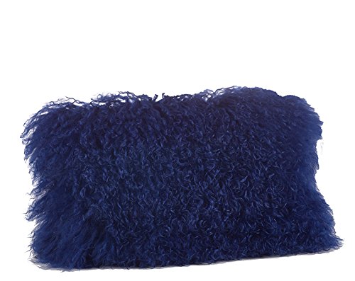 Fennco Styles Genuine Mongolian Lamb Fur Decorative Filled Throw Pillow - Soft Plush Wool Accent Pillow for Home, Couch, Living Room, Office and Holiday Décor