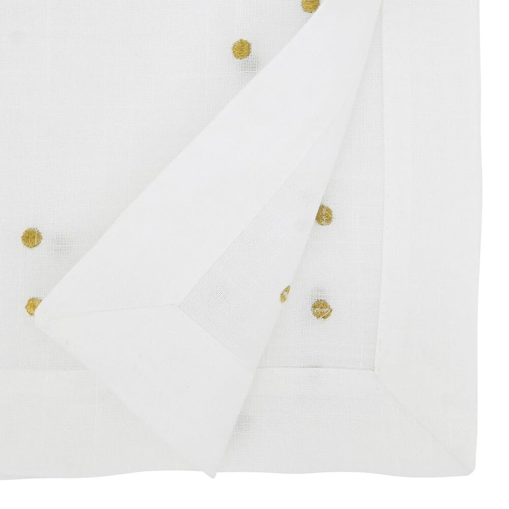 Fennco Styles Classic Embroidered Polka Dot Table Runner 16" W x 72" L - Gold Table Cover for Home Décor, Everyday Use, Christmas, Banquets and Special Events