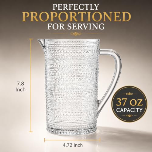 Bombay Hobnail Glass Pitcher for Juice and Lemonade | 32 oz
