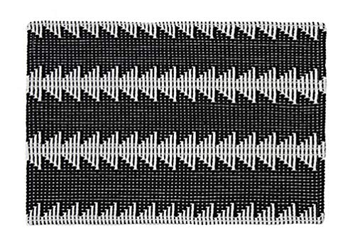 Fennco Styles Reversible Geometric Canvas Cotton Table Runner with Tassels – 14”W x 71”L Black & White Table Cover for Dining Table Décor, Banquets and Holidays